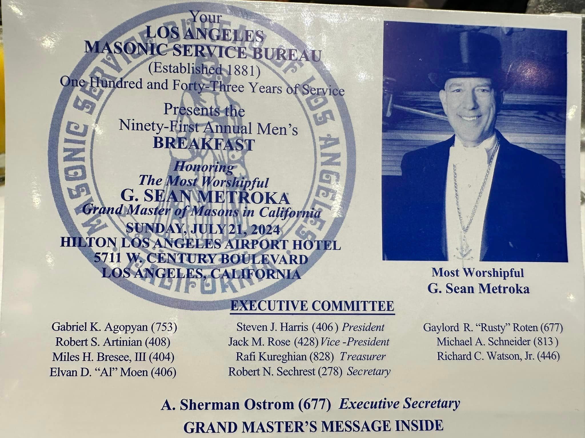 Masonic Service Bureau's 91st Annual Men's Breakfast Photo 2